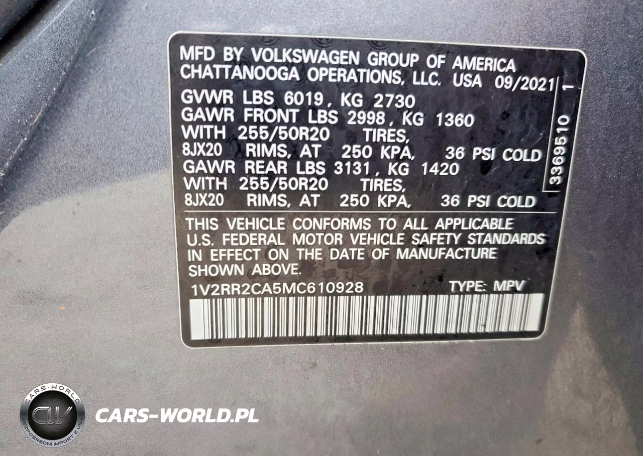 2021 Volkswagen Atlas Se VIN:1V2RR2CA5MC610928 - 13