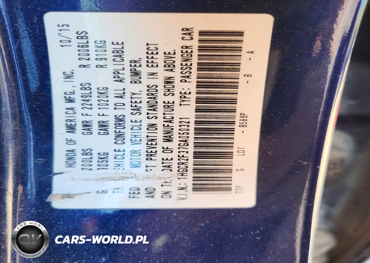 2016 Honda Accord Lx VIN:1HGCR2F37GA050321 - 12