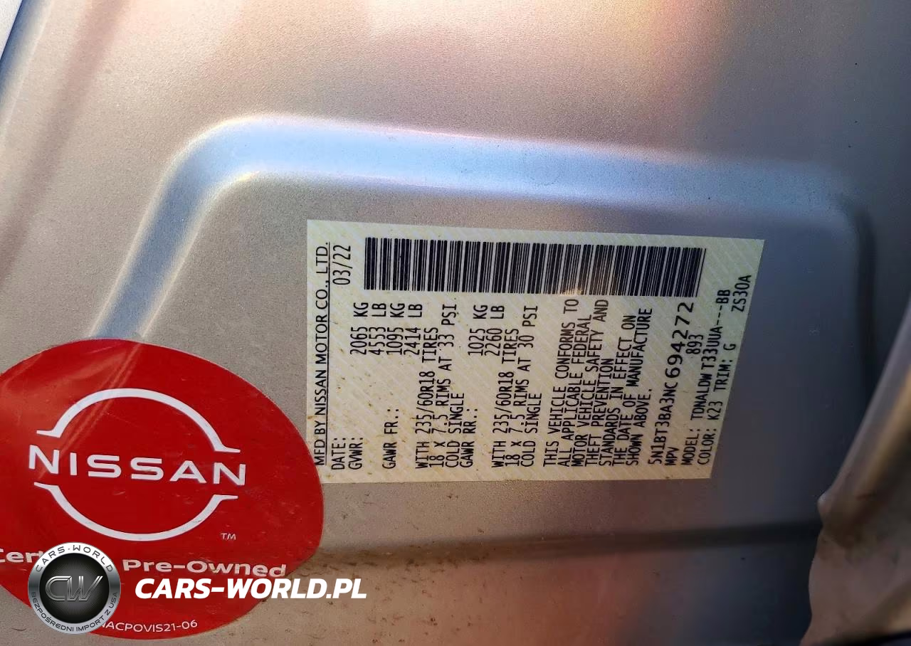 2022 Nissan Rogue Sv VIN:5N1BT3BA3NC694272 - 12