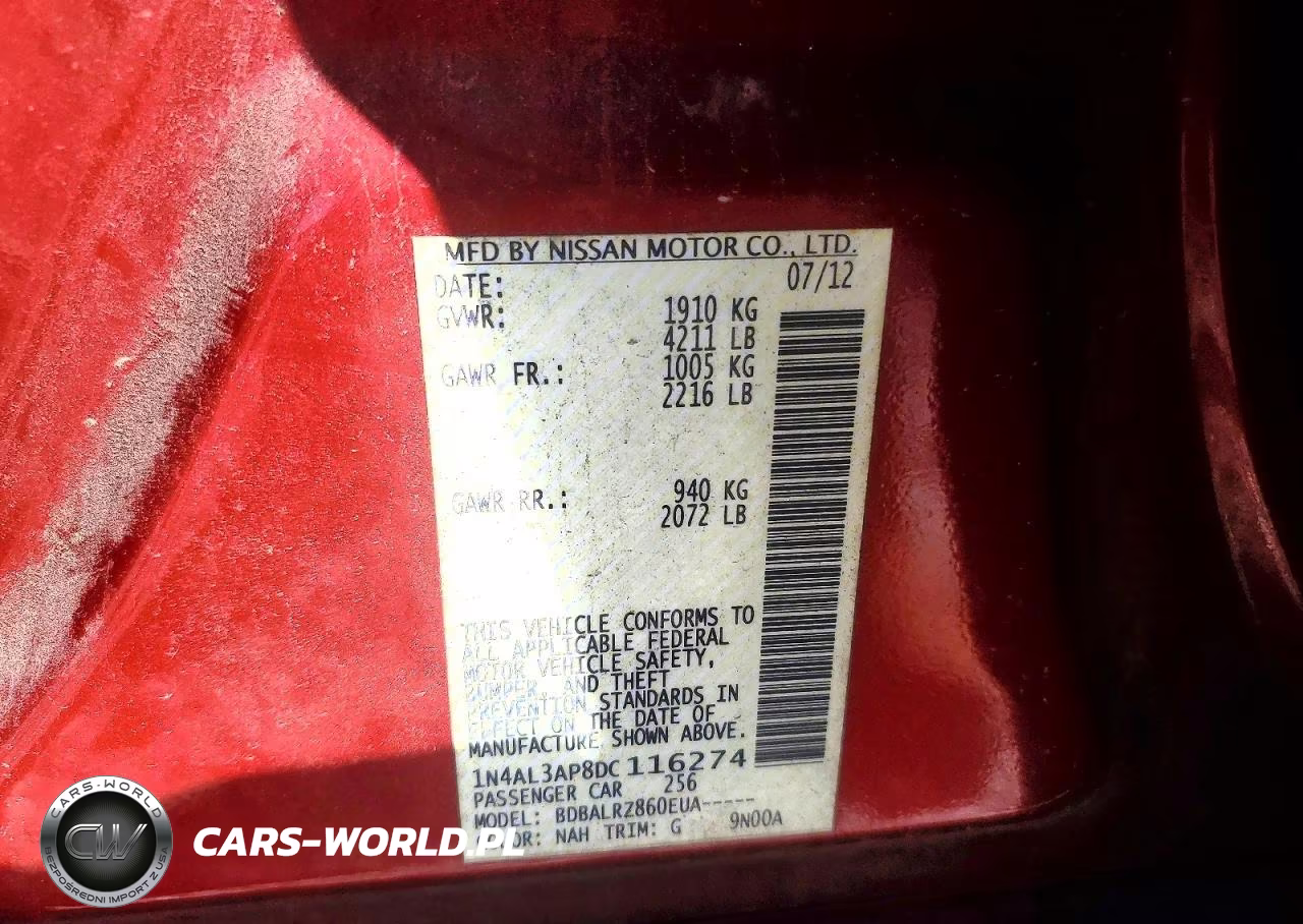 2013 Nissan Altima 2.5 VIN:1N4AL3AP8DC116274 - 12