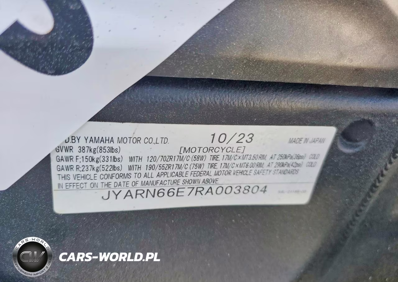 2024 Yama Yzfr1 VIN:JYARN66E7RA003804 - 9