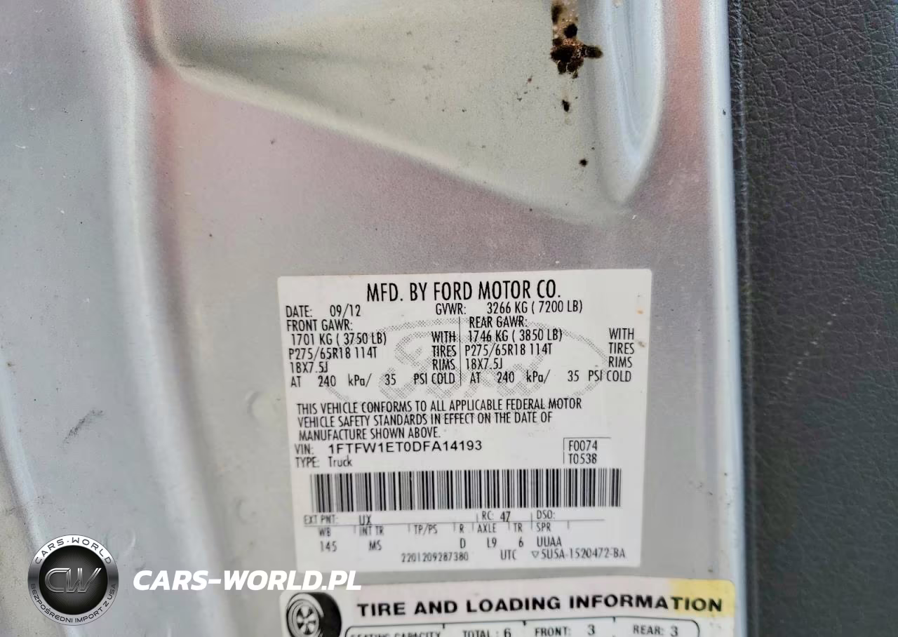 2013 Ford F150 Supercrew VIN:1FTFW1ET0DFA14193 - 12