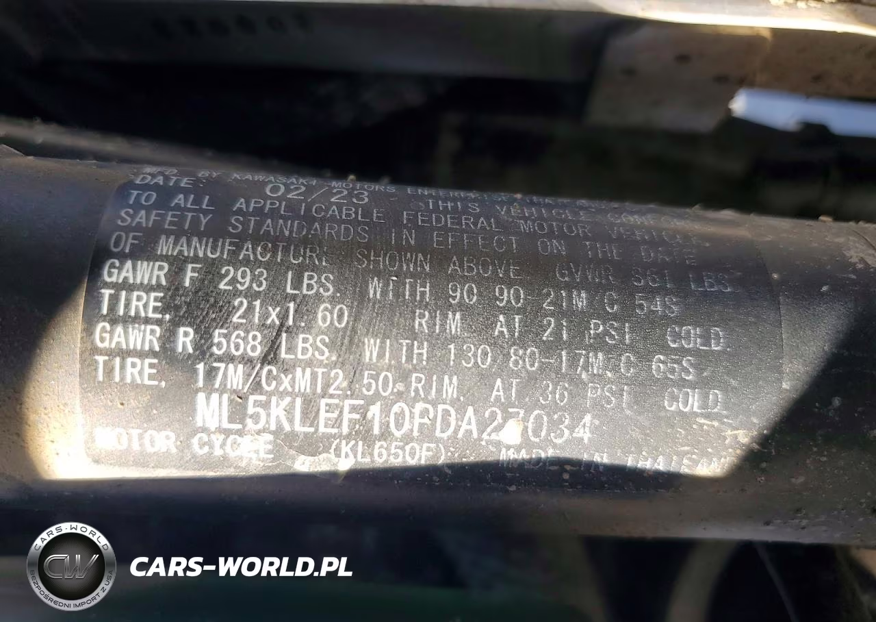 2023 Kawasaki Kl650 F VIN:ML5KLEF10PDA27034 - 8