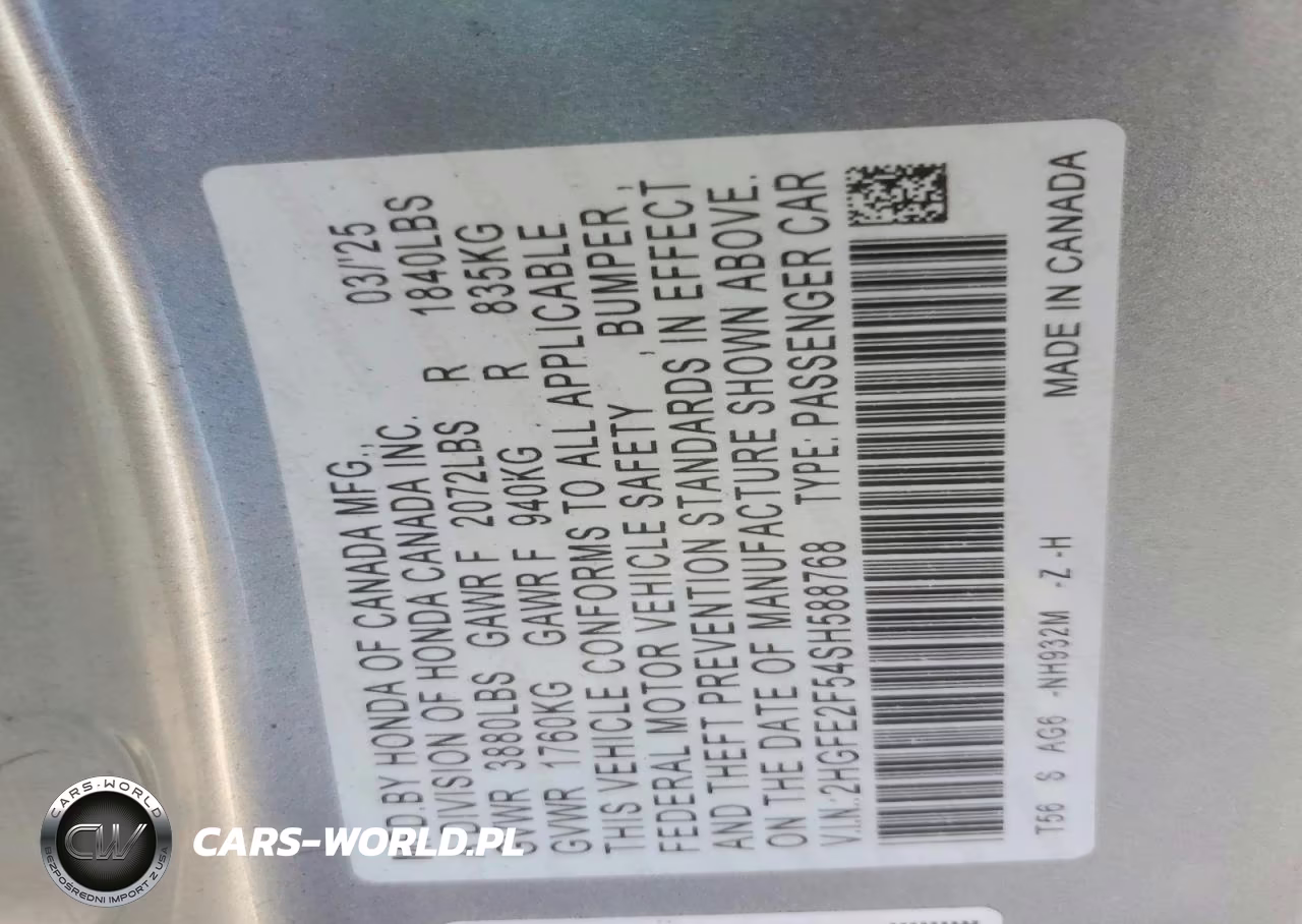2025 Honda Civic Sport VIN:2HGFE2F54SH588768 - 13