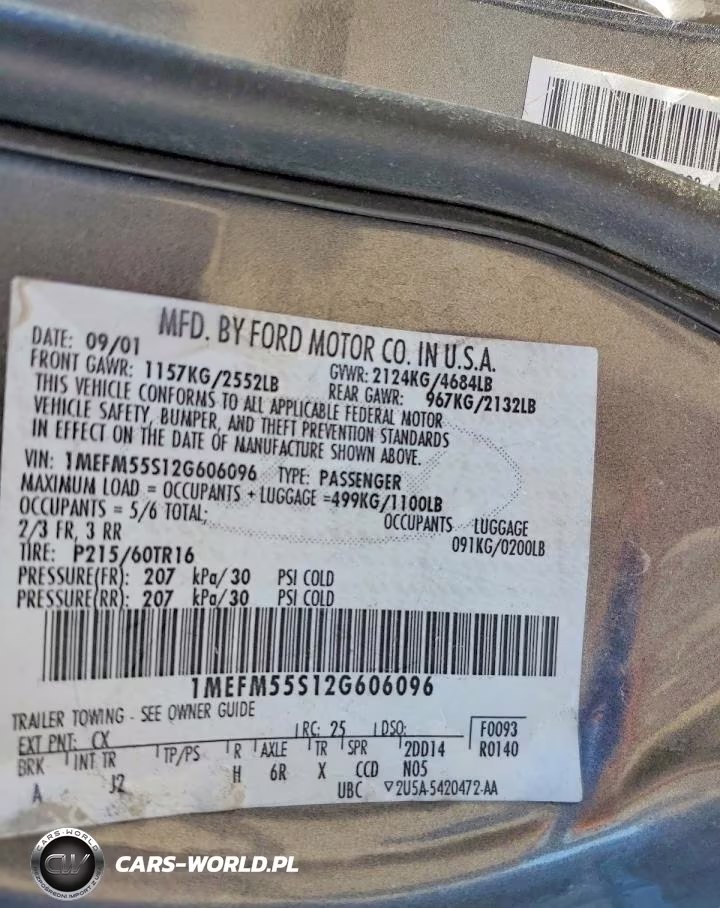 2002 Mercury Sable Ls Premium VIN:1MEFM55S12G606096 - 12