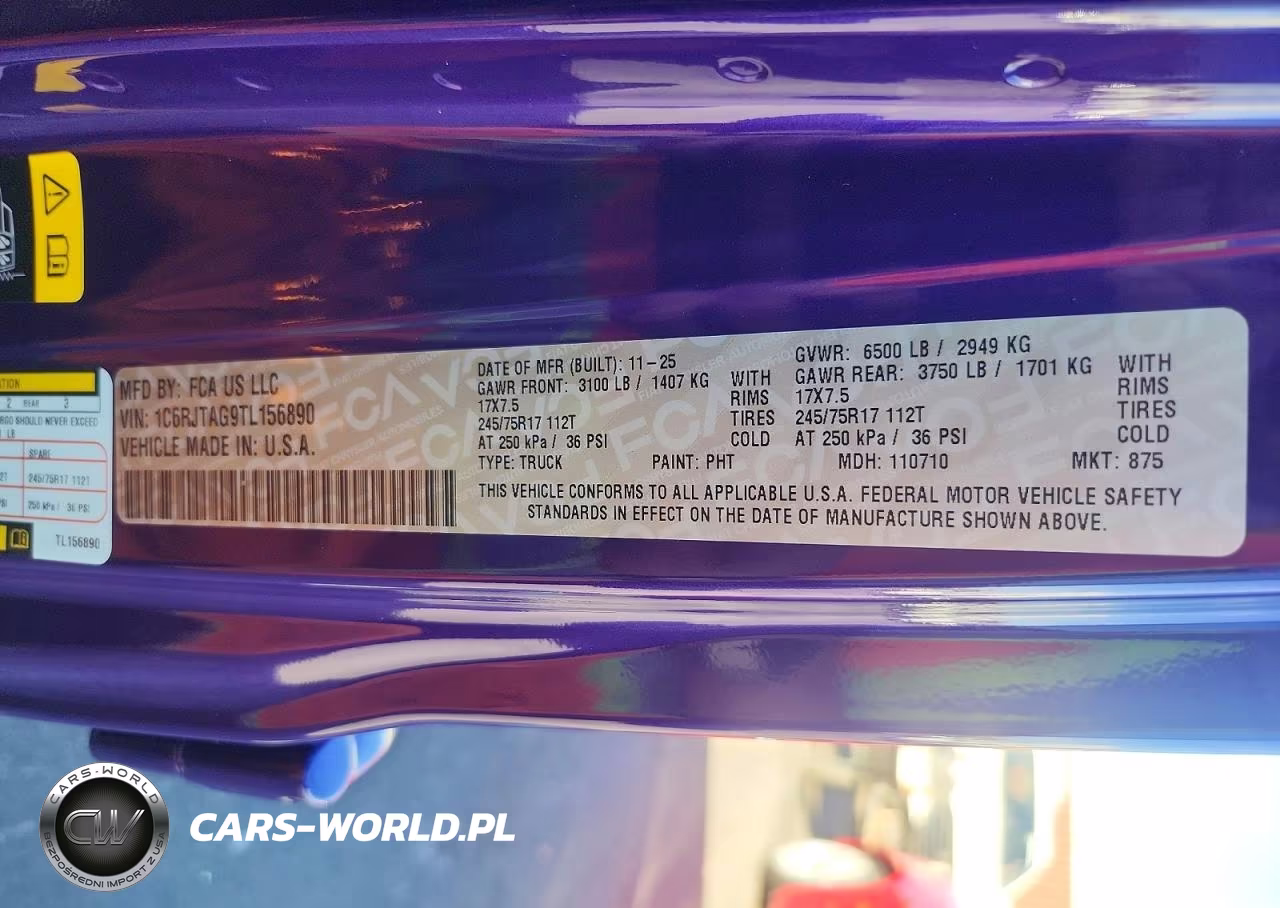 2026 Jeep Gladiator Sport VIN:1C6RJTAG9TL156890 - 12