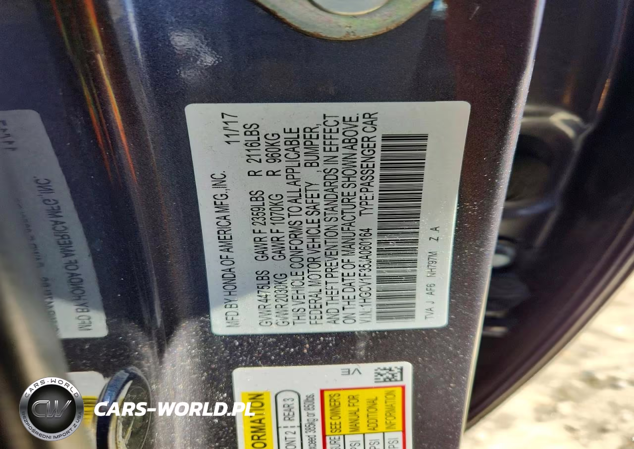 2018 Honda Accord Sport VIN:1HGCV1F35JA060164 - 12