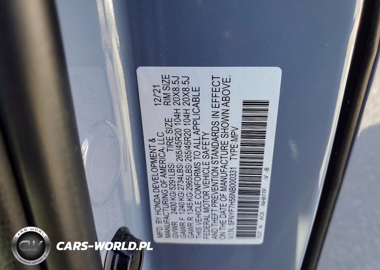 2022 Honda Passport Exl VIN:5FNYF7H56NB000331 - 13