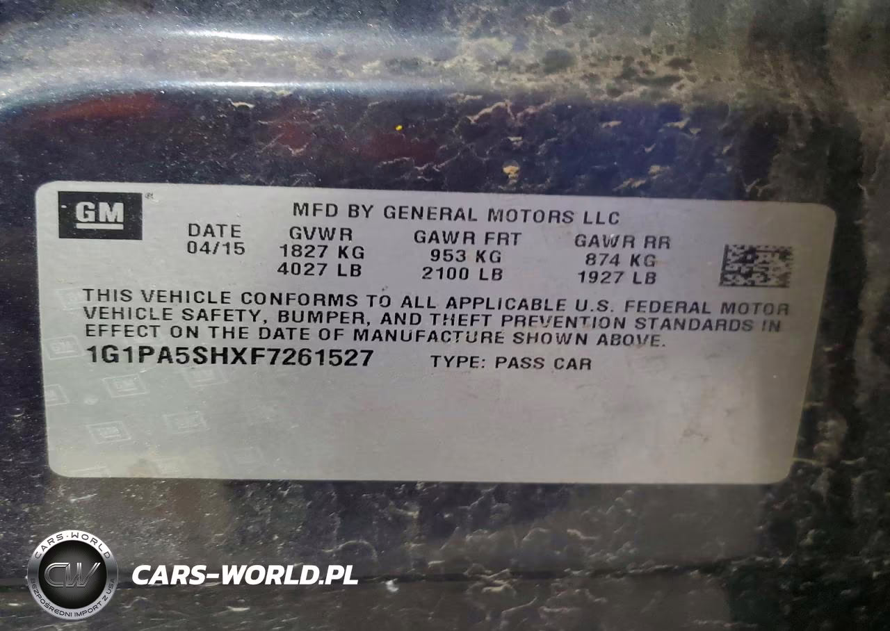 2015 Chevrolet Cruze Ls VIN:1G1PA5SHXF7261527 - 12