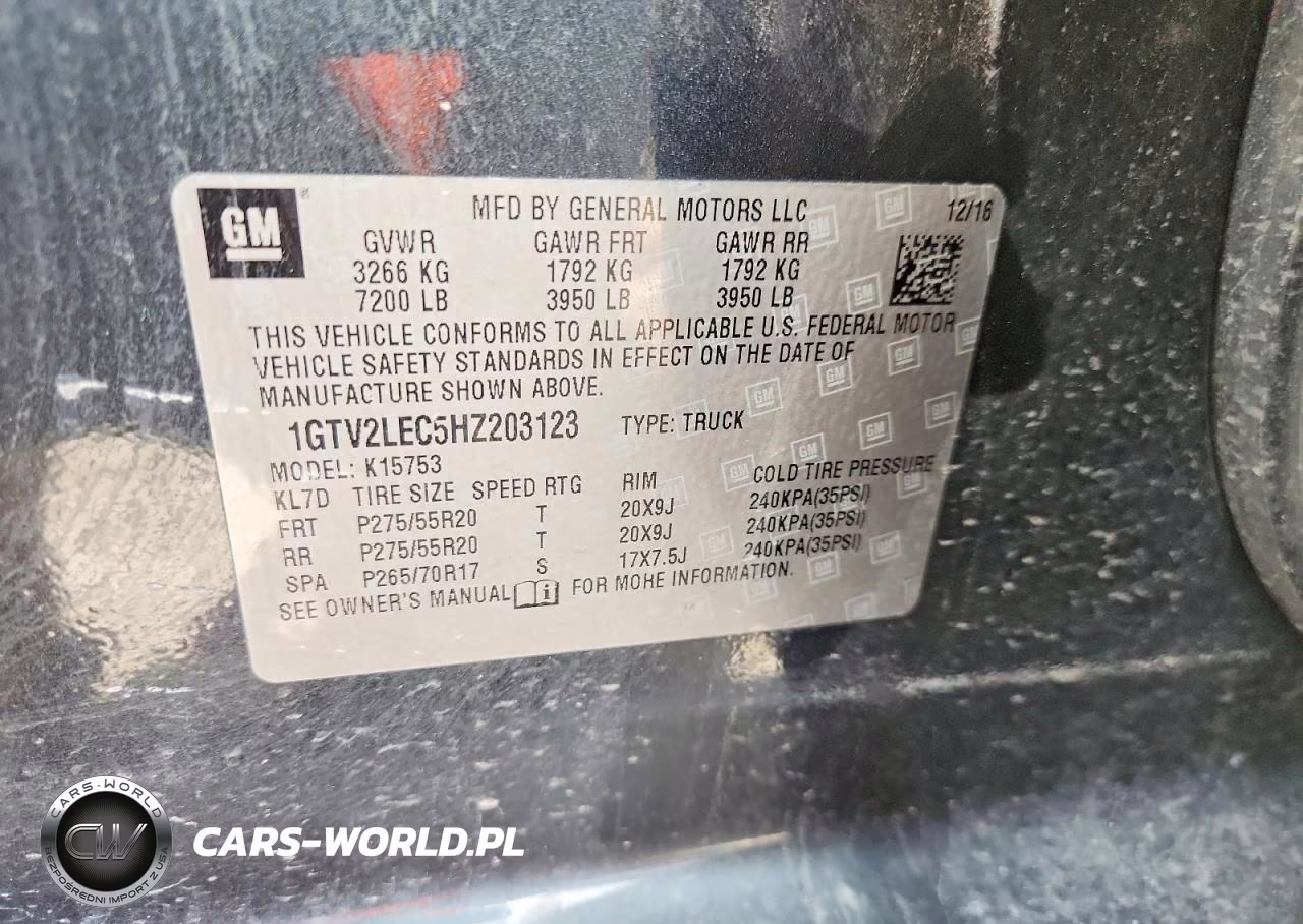 2017 GMC Sierra K1500 VIN:1GTV2LEC5HZ203123 - 12