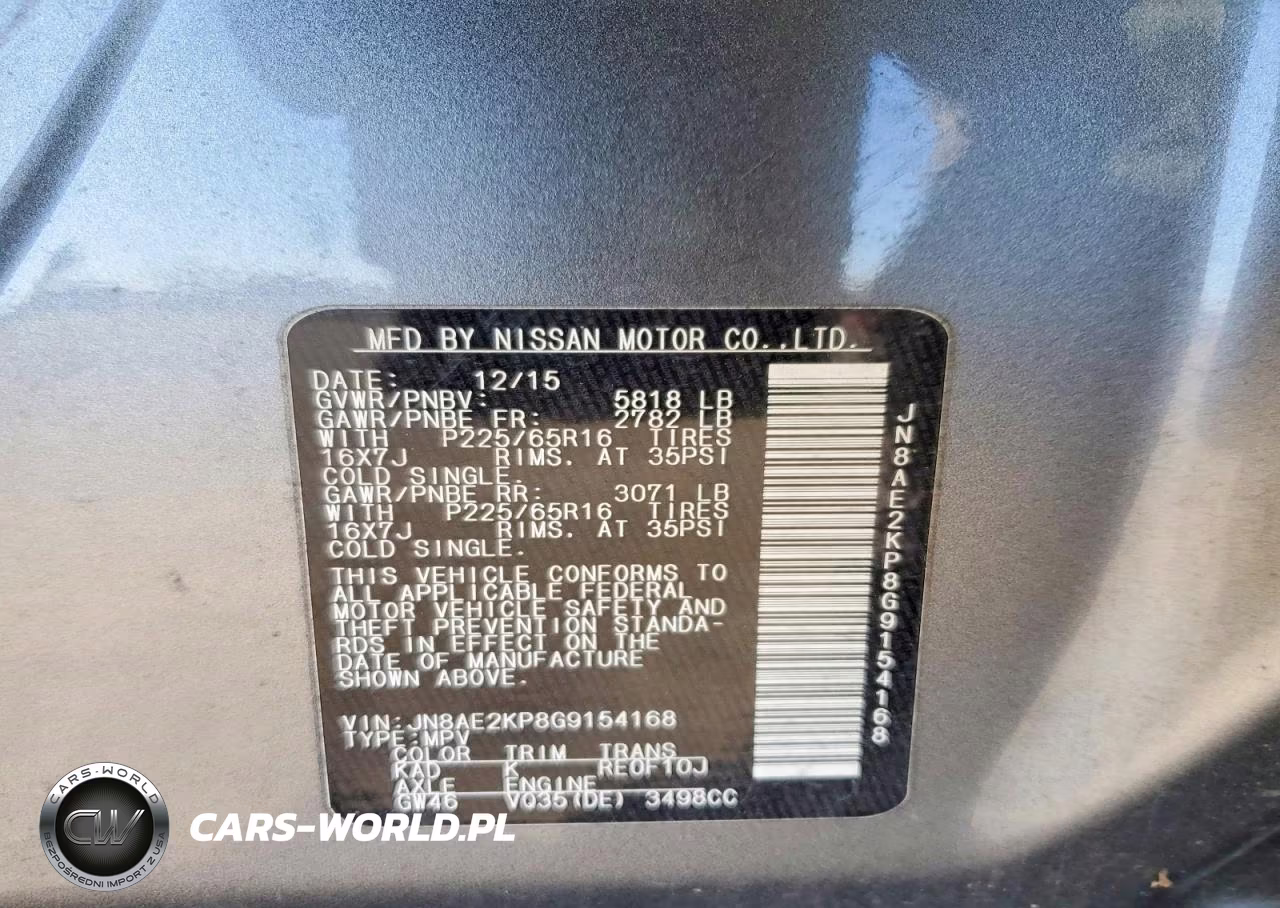 2016 Nissan Quest 3.5 Sv VIN:JN8AE2KP8G9154168 - 13