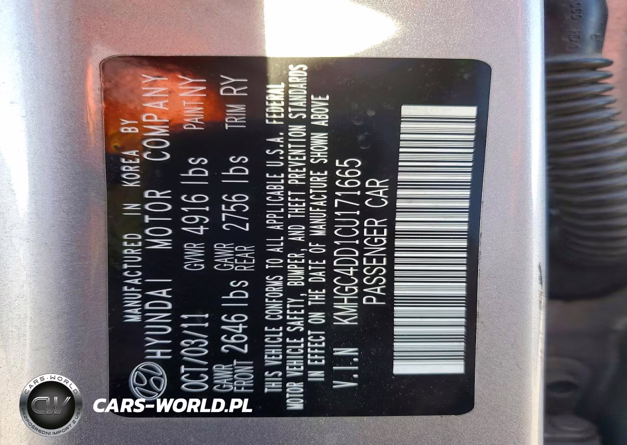 2012 Hyundai Genesis 3.8L V6 VIN:KMHGC4DD1CU171665 - 12