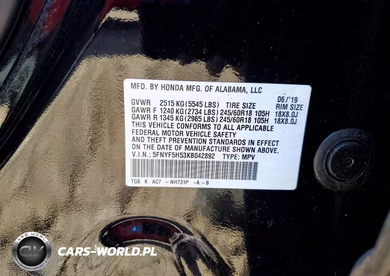 2019 Honda Pilot Exl VIN:5FNYF5H53KB042892 - 13