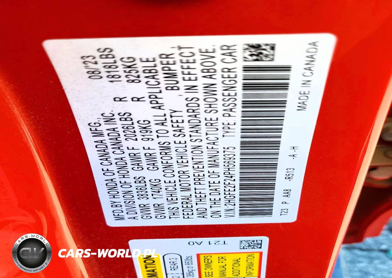 2023 Honda Civic Lx VIN:2HGFE2F24PH569375 - 13