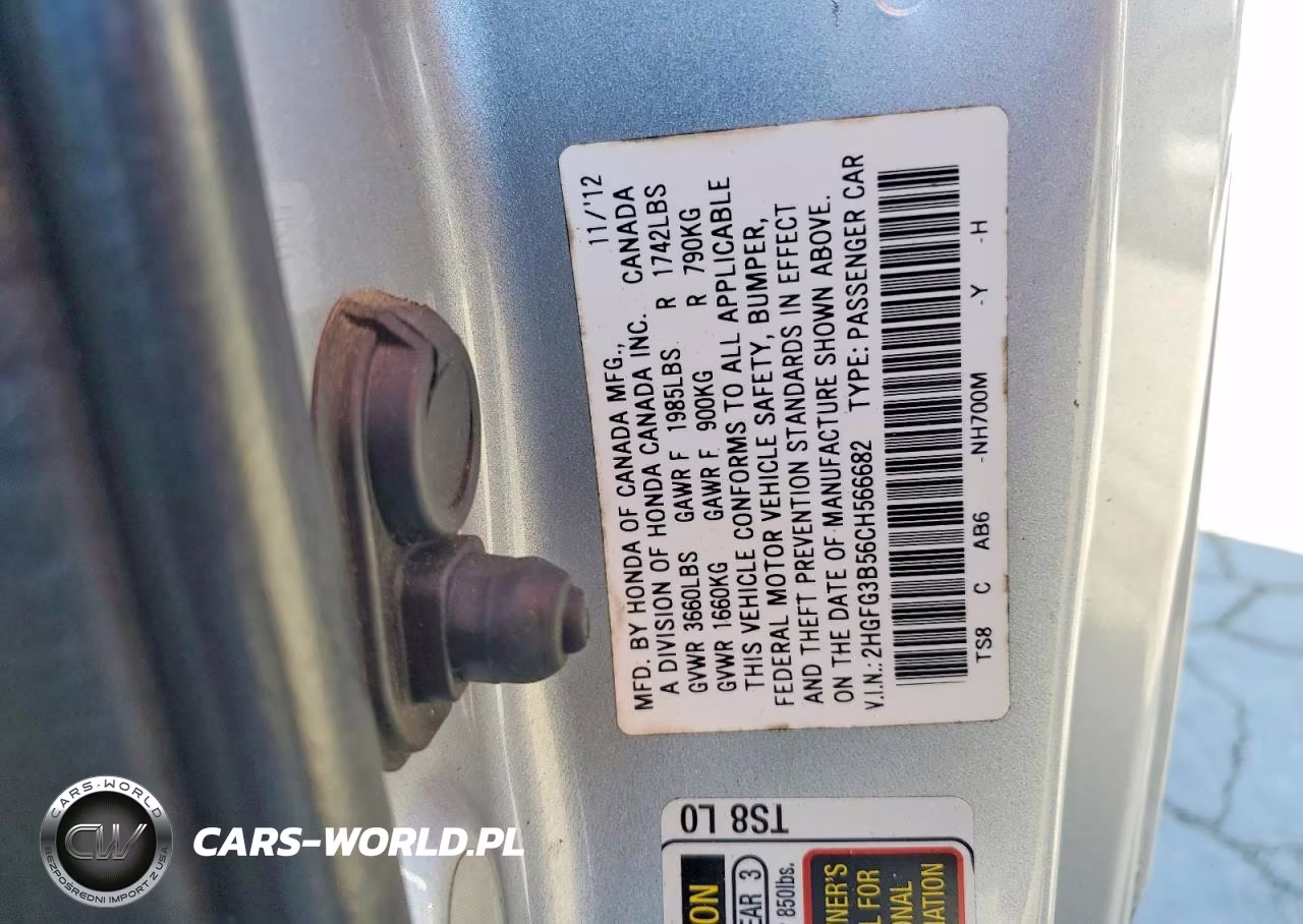 2012 Honda Civic Lx VIN:2HGFG3B56CH566682 - 12