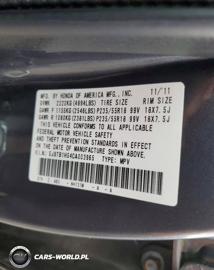 2012 Acur Rdx VIN:5J8TB1H54CA003965 - 13