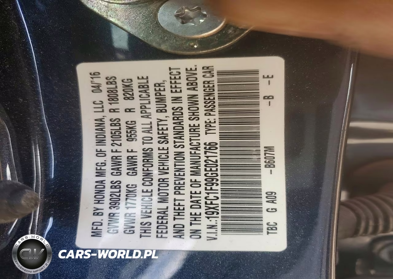 2016 Honda Civic Touring VIN:19XFC1F99GE021766 - 13