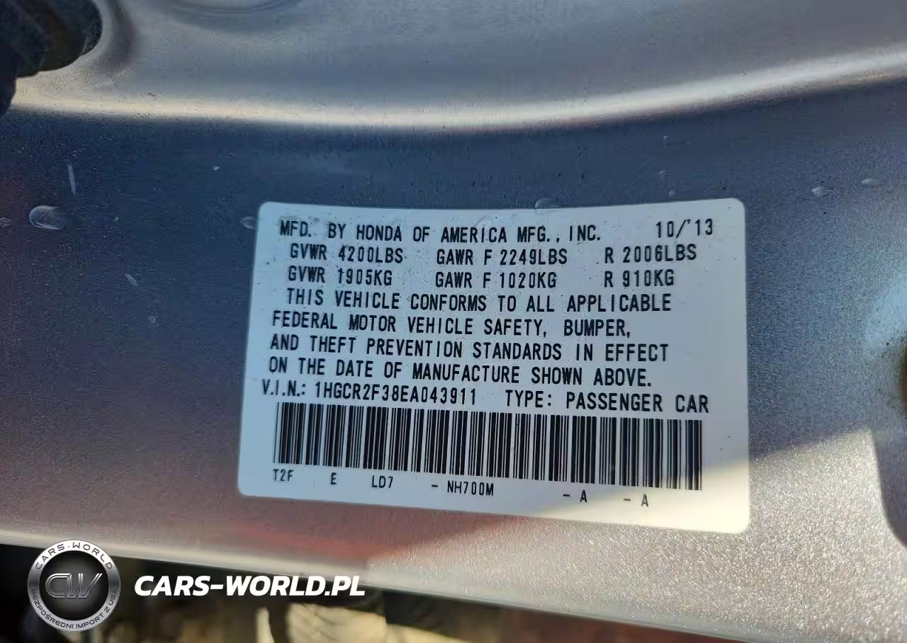 2014 Honda Accord Lx VIN:1HGCR2F38EA043911 - 12