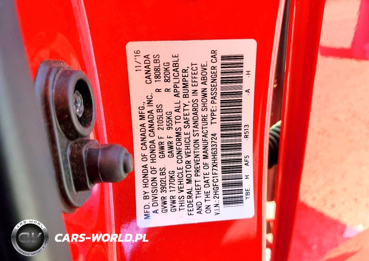 2017 Honda Civic Exl VIN:2HGFC1F7XHH633724 - 12