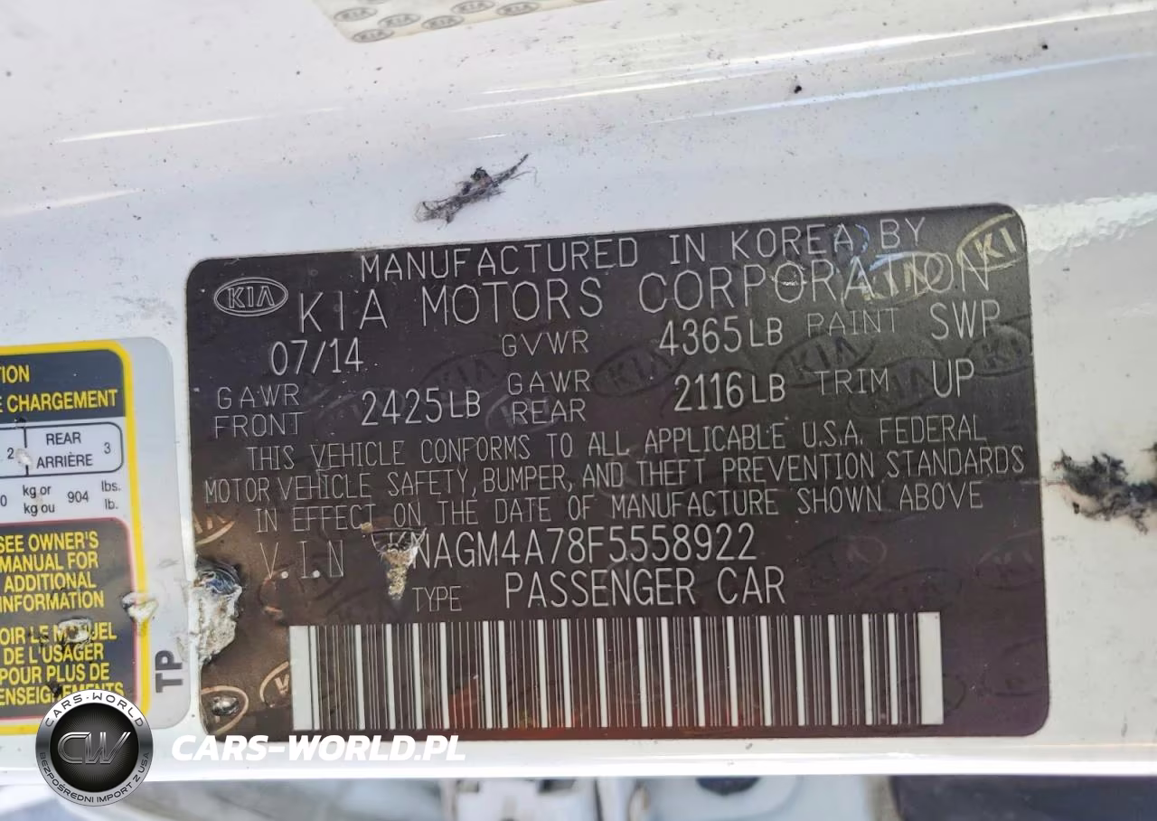 2015 Kia Optima Lx VIN:KNAGM4A78F5558922 - 12