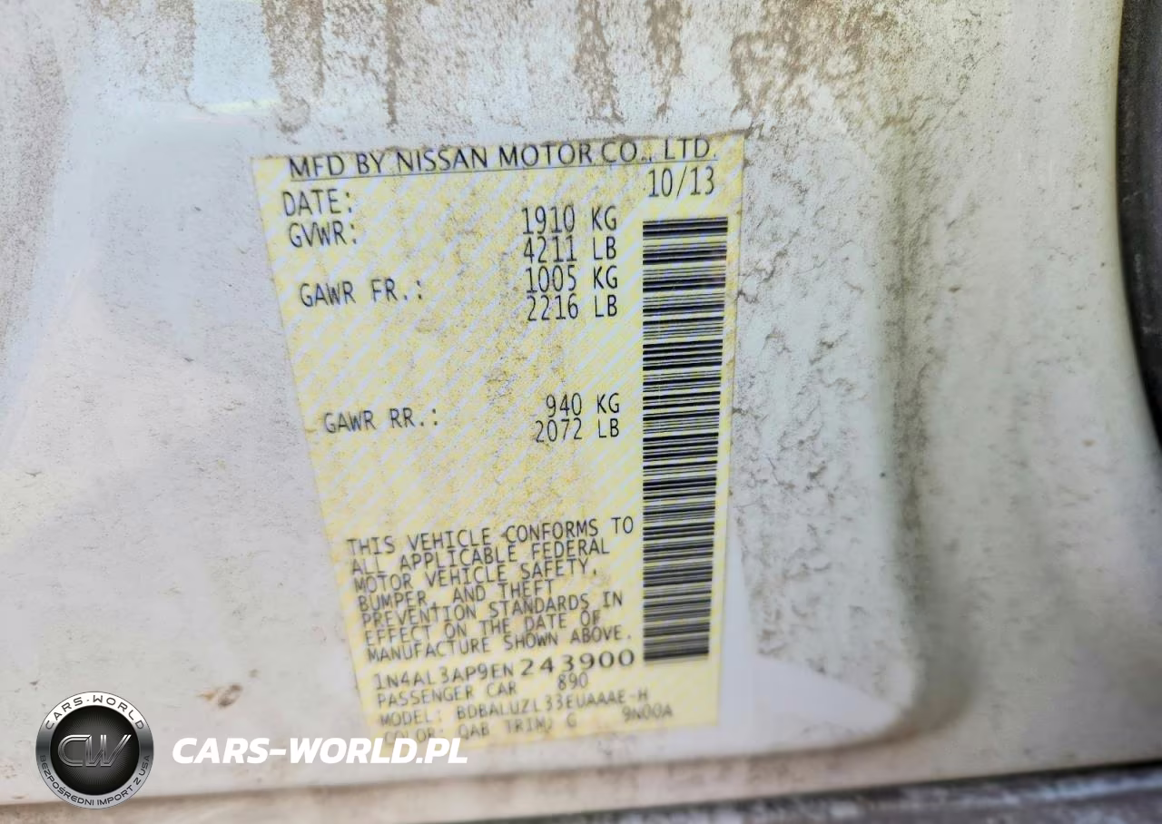 2014 Nissan Altima 2.5 Sv VIN:1N4AL3AP9EN243900 - 12