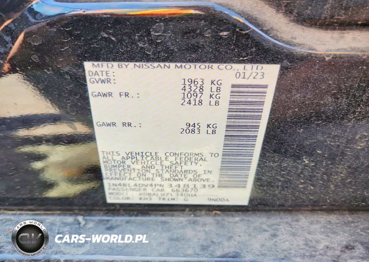 2023 Nissan Altima 2.5 Sv VIN:1N4BL4DV4PN348139 - 12