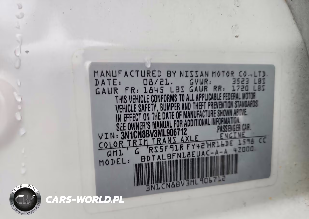 2021 Nissan Versa S VIN:3N1CN8BV3ML906712 - 12