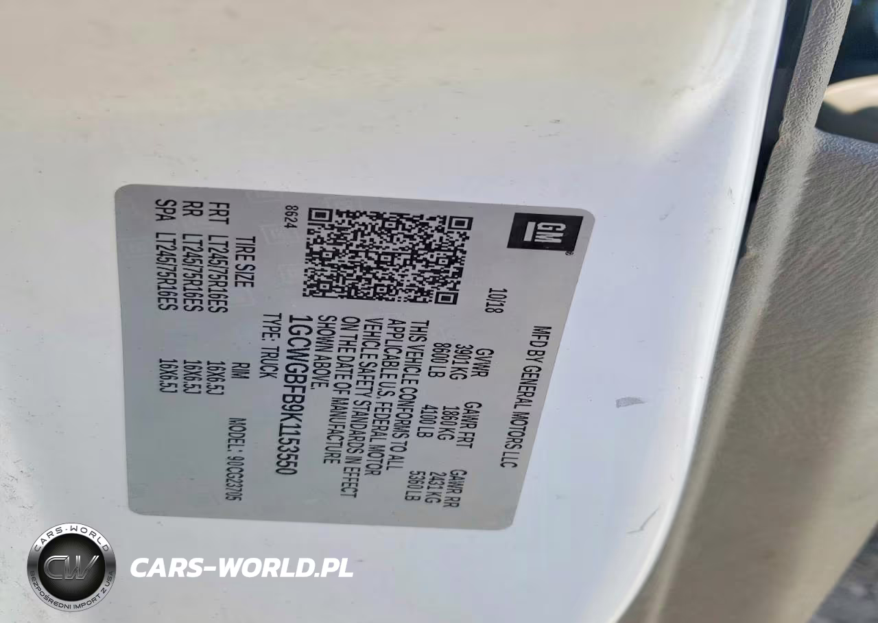 2019 Chevrolet Express 2500 Cargo Utility - Service Van VIN:1GCWGBFB9K1153550 - 14