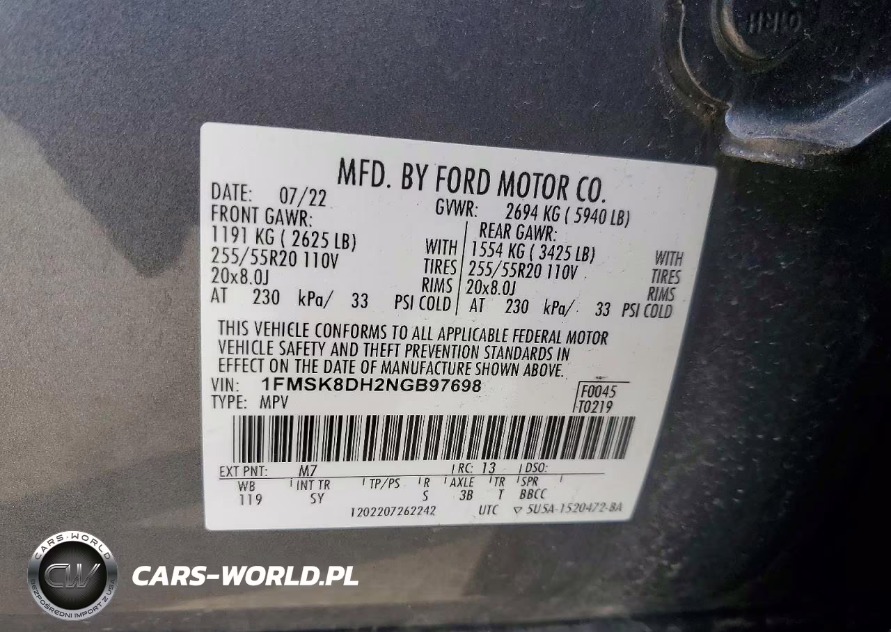 2022 Ford Explorer Xlt VIN:1FMSK8DH2NGB97698 - 13
