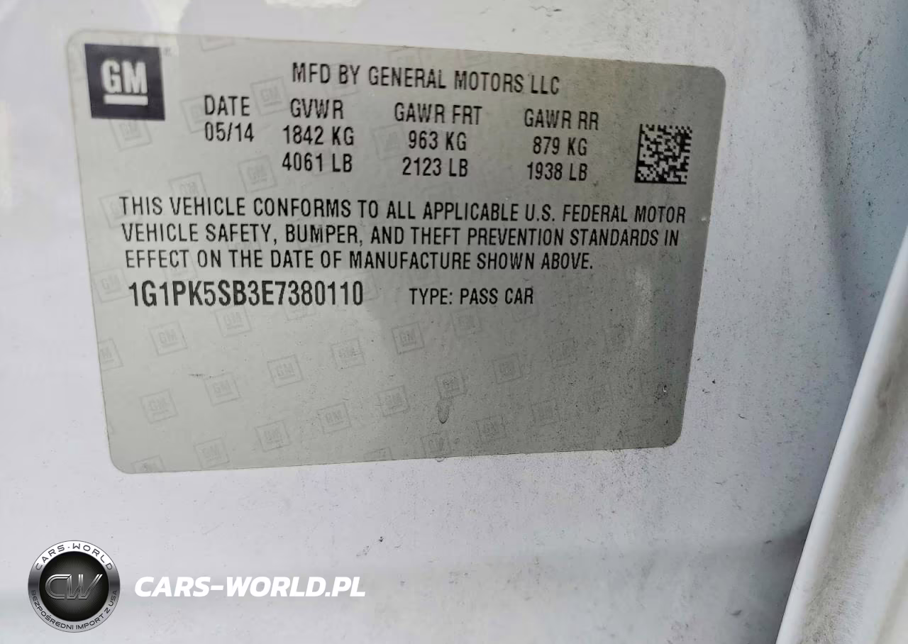 2014 Chevrolet Cruze Lt VIN:1G1PK5SB3E7380110 - 12