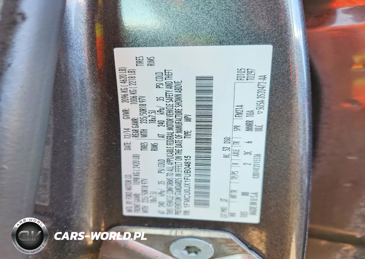 2015 Ford Escape Titanium VIN:1FMCU0JX1FUB04815 - 13