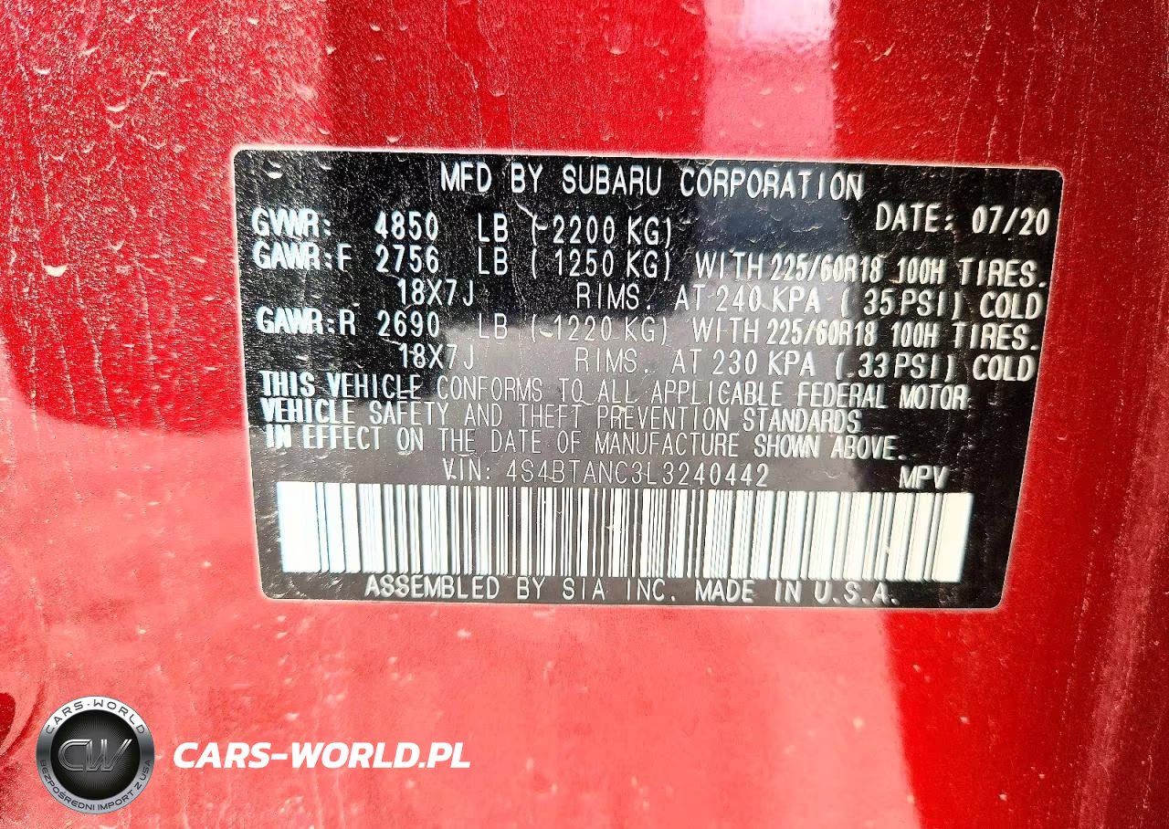 2020 Subaru Outback Limited VIN:4S4BTANC3L3240442 - 14