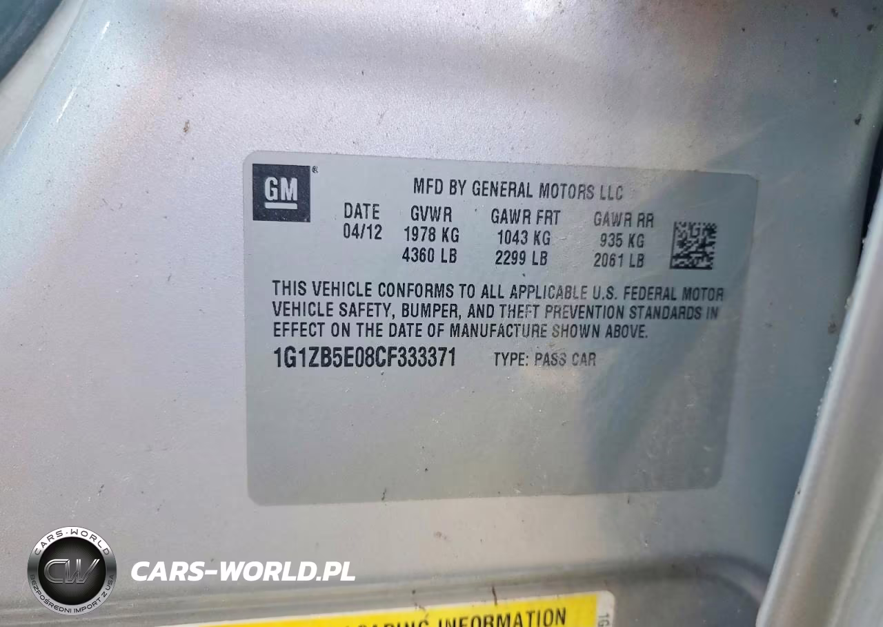 2012 Chevrolet Malibu Ls VIN:1G1ZB5E08CF333371 - 12
