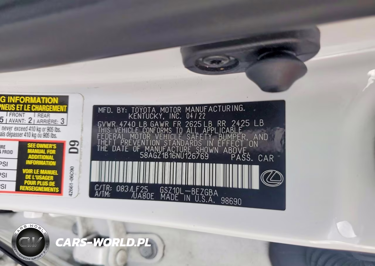 2022 Lexus Es 350 F Sport VIN:58AGZ1B16NU126769 - 13