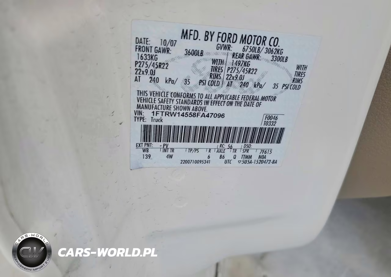 2008 Ford F150 Supercrew VIN:1FTRW14558FA47096 - 13