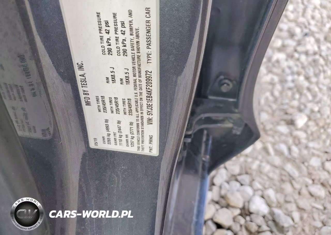 2019 Tesla Model 3 VIN:5YJ3E1EB4KF209972 - 13