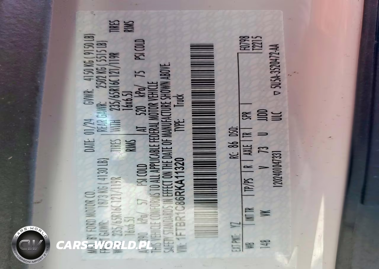 2024 Ford Transit 250 Utility - Service Van VIN:1FTBR1C86RKA11320 - 14