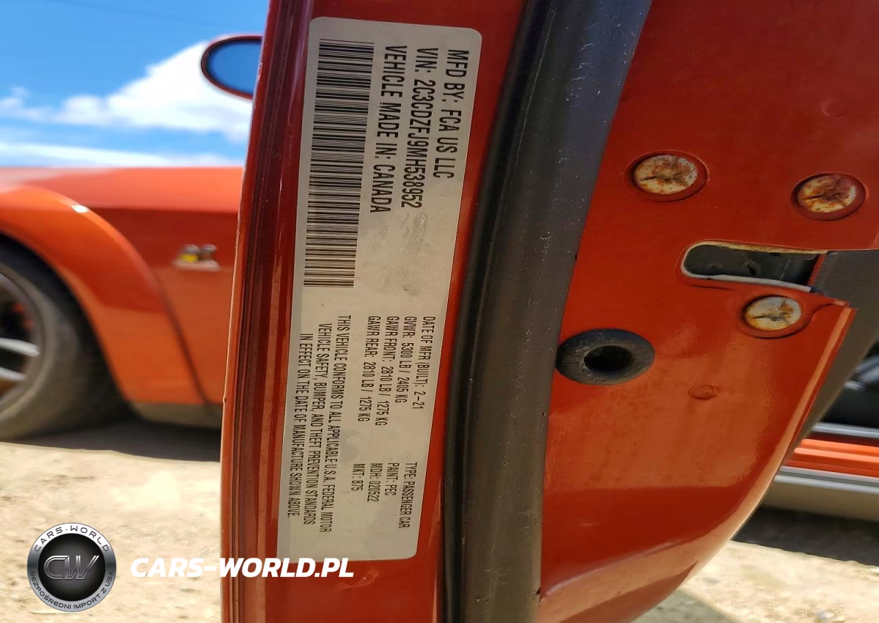 2021 Dodge Challenger R VIN:2C3CDZFJ9MH538952 - 12