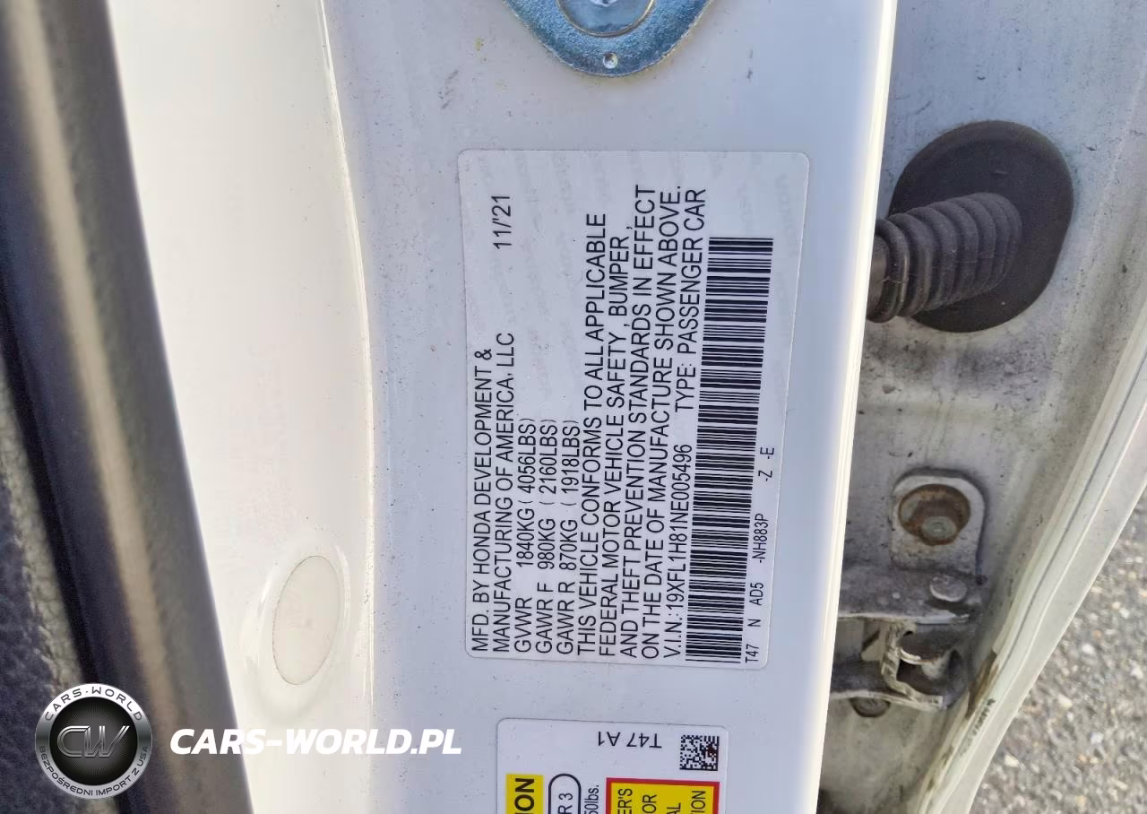 2022 Honda Civic Sport Touring VIN:19XFL1H81NE005496 - 13