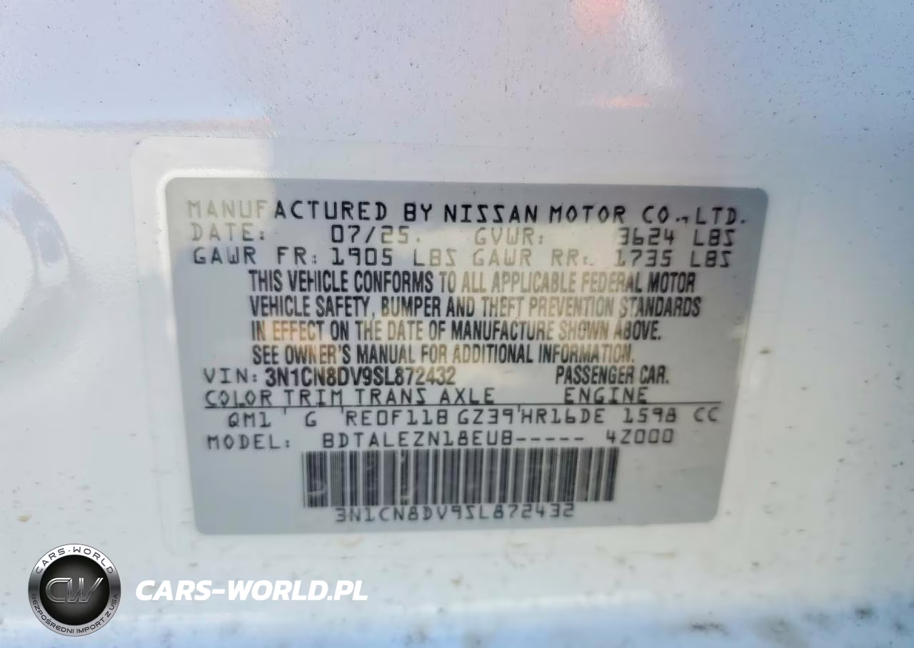 2025 Nissan Versa S VIN:3N1CN8DV9SL872432 - 13