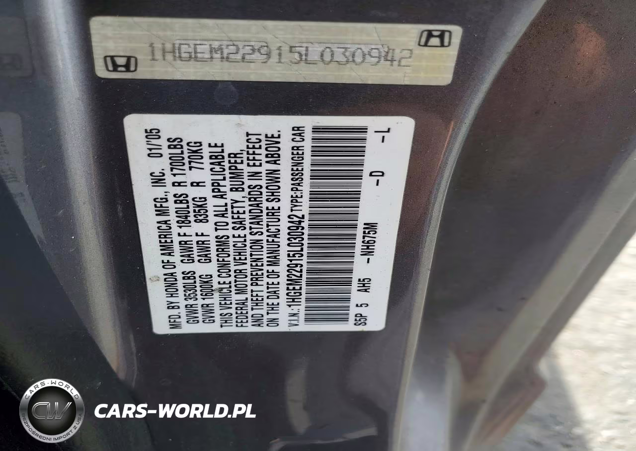 2005 Honda Civic Ex VIN:1HGEM22915L030942 - 12
