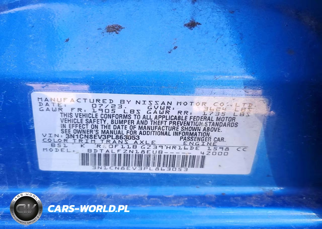 2023 Nissan Versa Sv VIN:3N1CN8EV3PL863053 - 12
