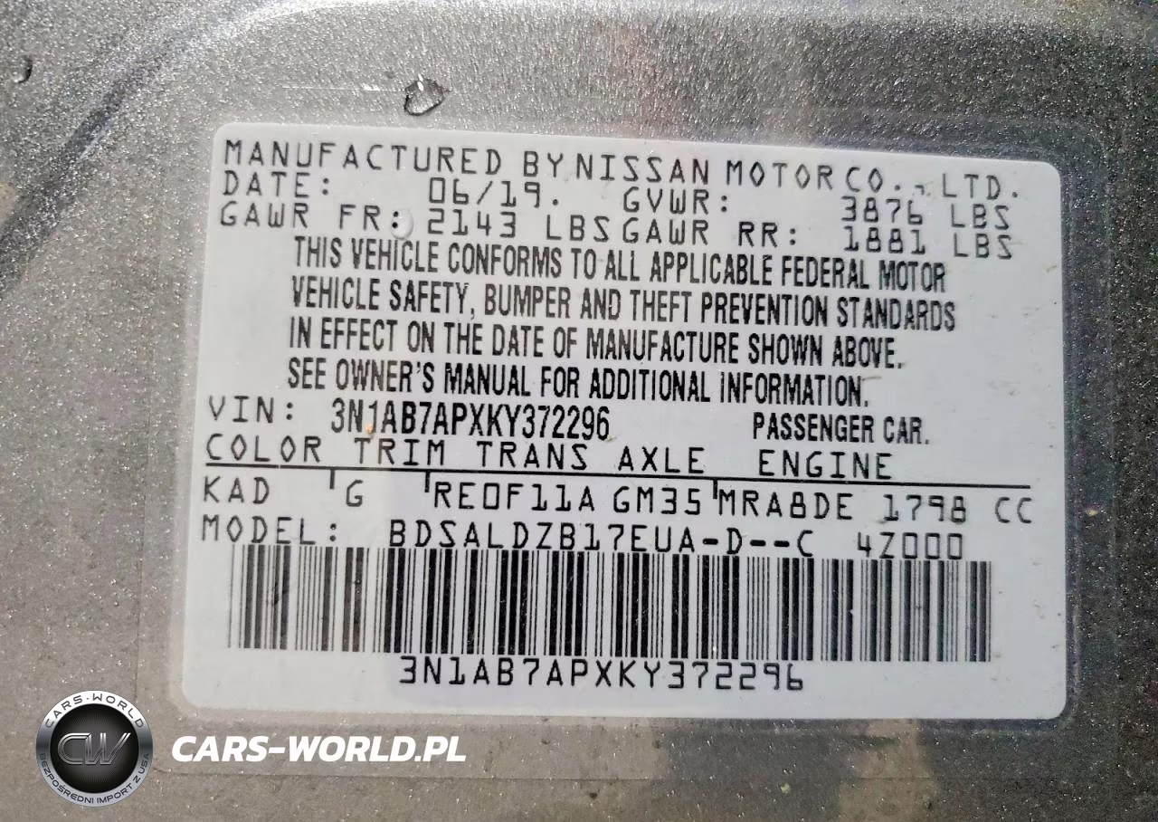2019 Nissan Sentra Sv VIN:3N1AB7APXKY372296 - 12