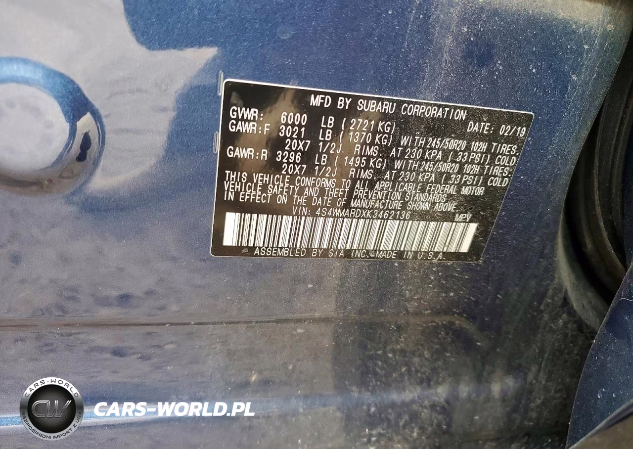 2019 Subaru Ascent Touring VIN:4S4WMARDXK3462136 - 12