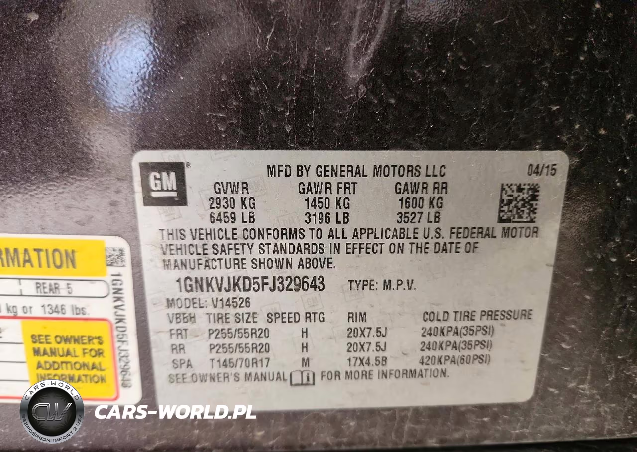 2015 Chevrolet Traverse Ltz VIN:1GNKVJKD5FJ329643 - 13
