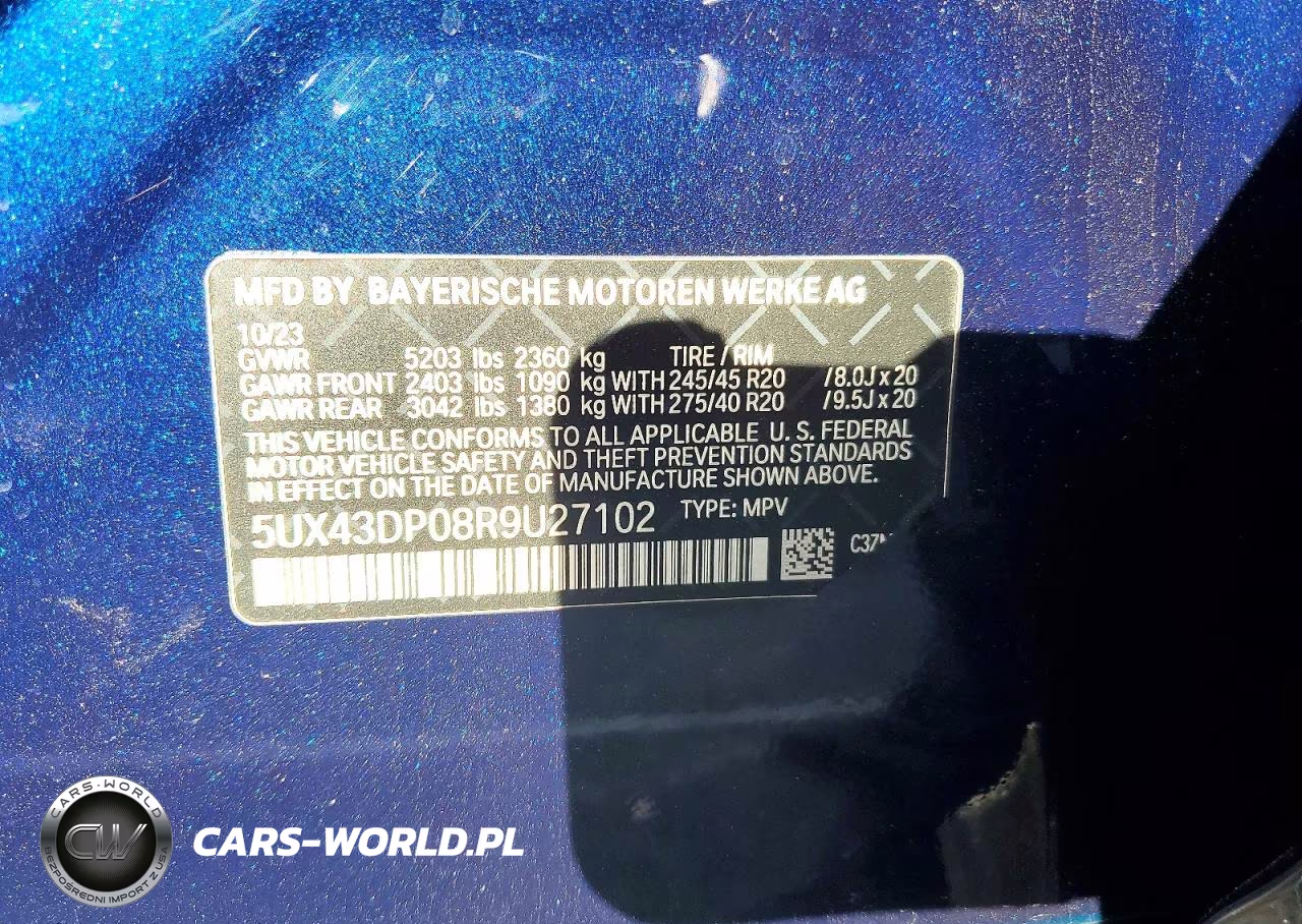 2024 BMW X3 M VIN:5UX43DP08R9U27102 - 13