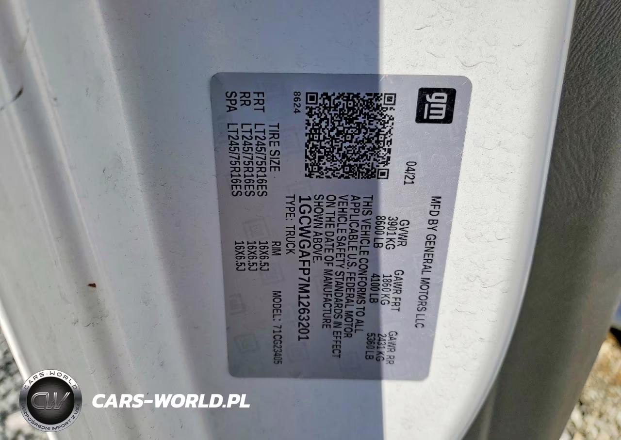 2021 Chevrolet Express G2500 Delivery Van VIN:1GCWGAFP7M1263201 - 13