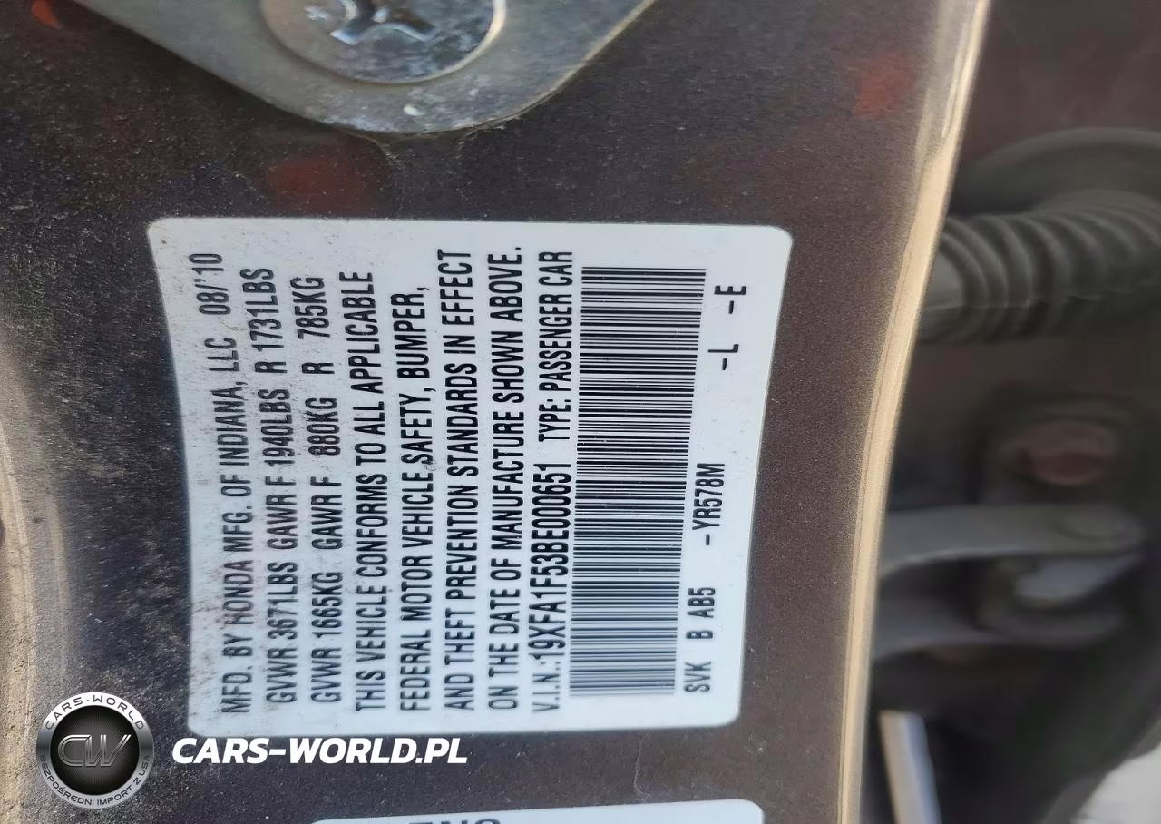 2011 Honda Civic Lx VIN:19XFA1F53BE000651 - 12