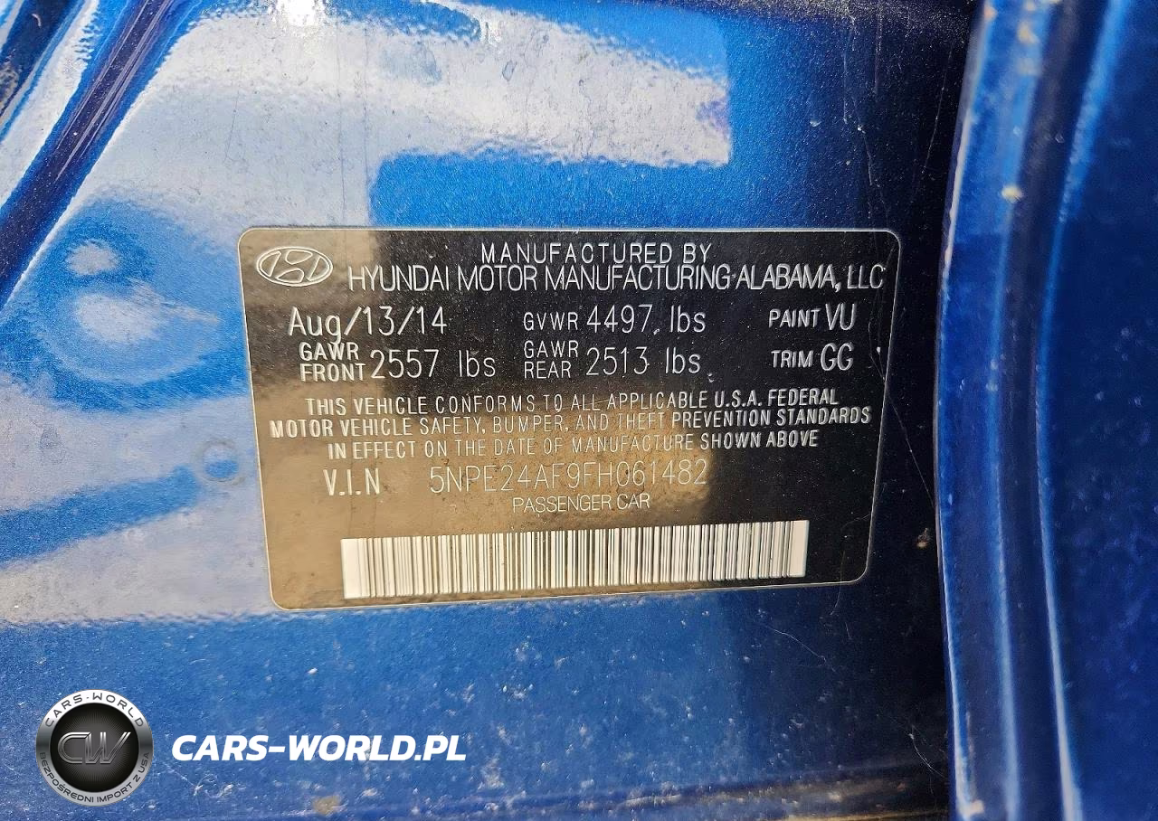 2015 Hyundai Sonata Se VIN:5NPE24AF9FH061482 - 12