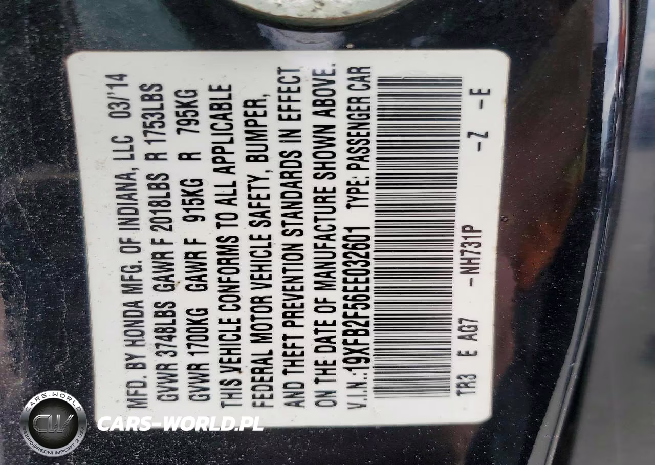 2014 Honda Civic Lx VIN:19XFB2F56EE032601 - 13
